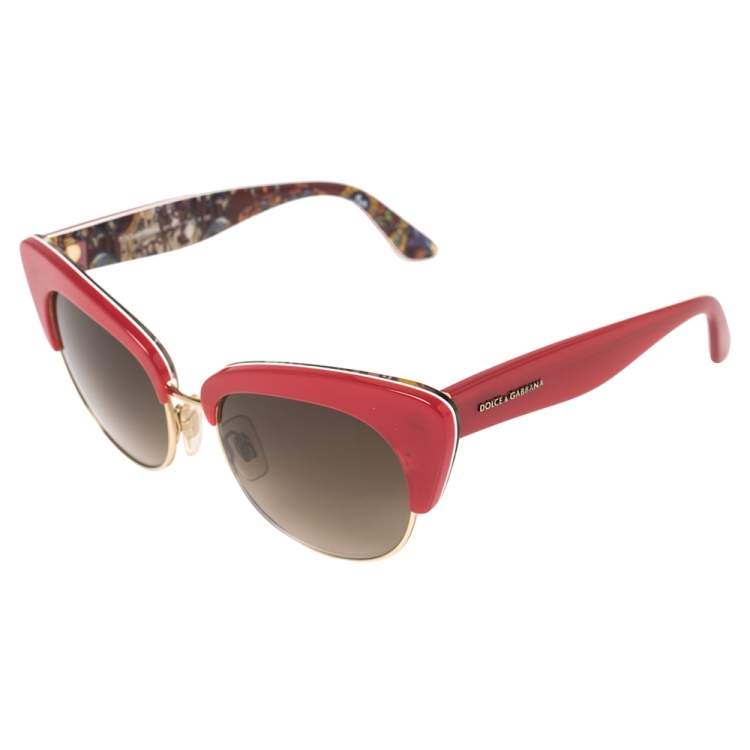 Pre Owned Dolce & Gabbana Red DG4277 Gradient Sicilian Cat Eye Sunglasses