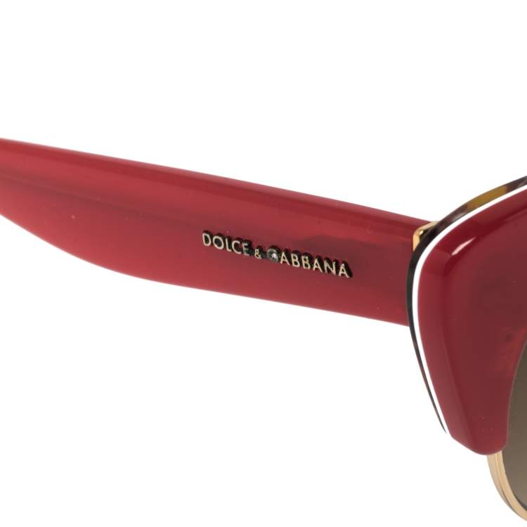 Pre Owned Dolce & Gabbana Red DG4277 Gradient Sicilian Cat Eye Sunglasses