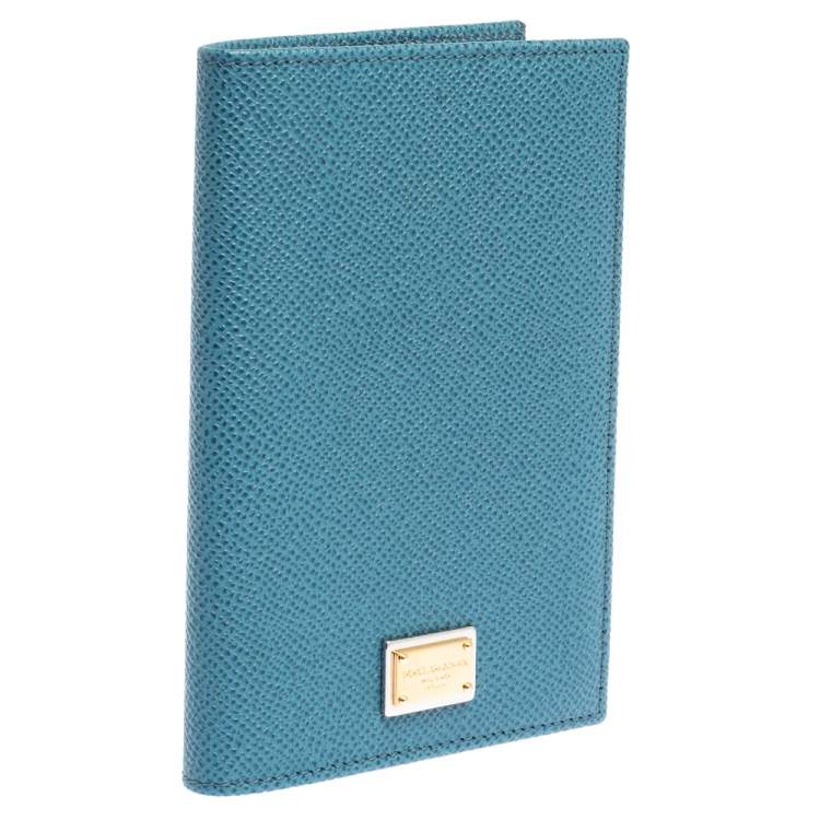 Pre Owned Dolce & Gabbana Blue Leather Passport Holder