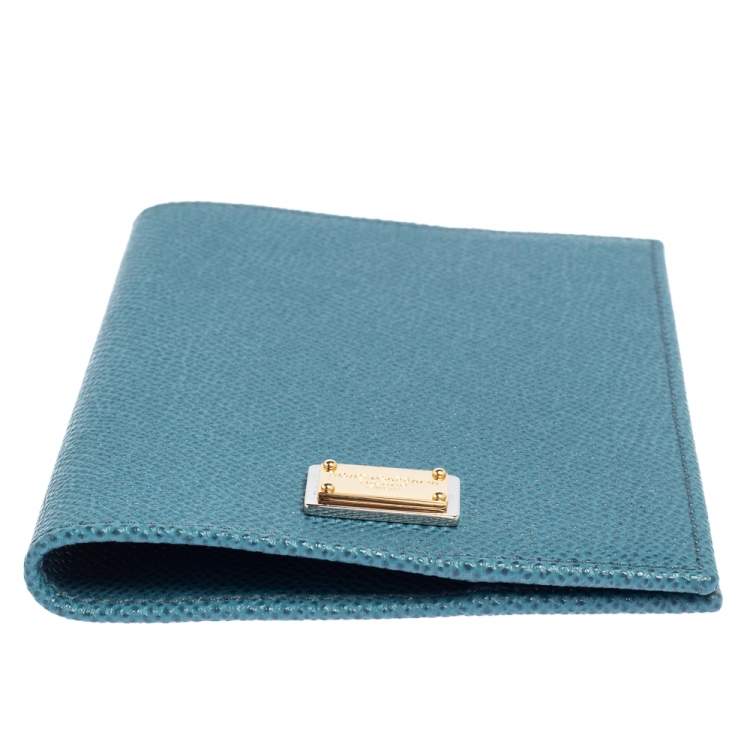 Pre Owned Dolce & Gabbana Blue Leather Passport Holder