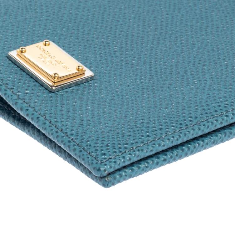 Pre Owned Dolce & Gabbana Blue Leather Passport Holder