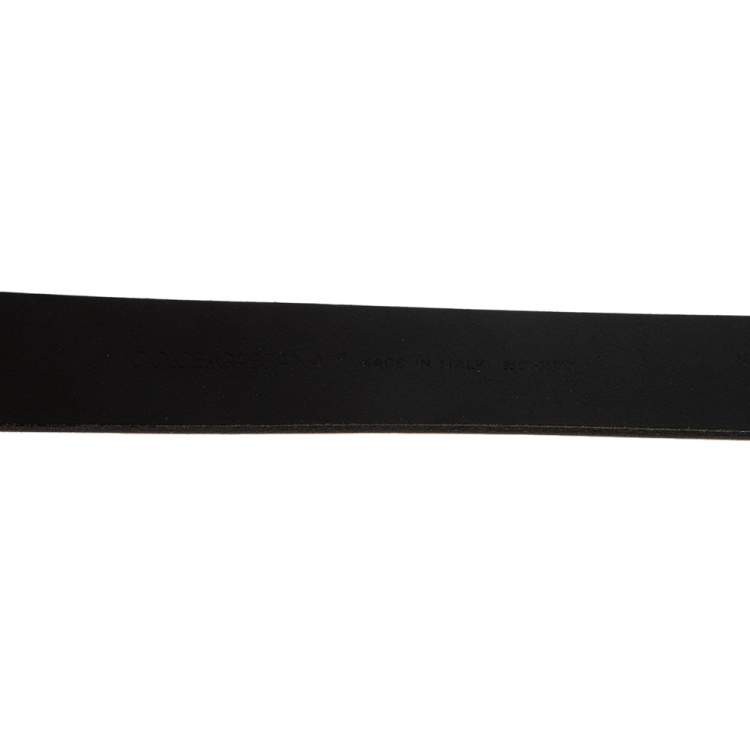 Pre Owned Dolce & Gabbana Black Leather Oval Buckle Belt 95 CM