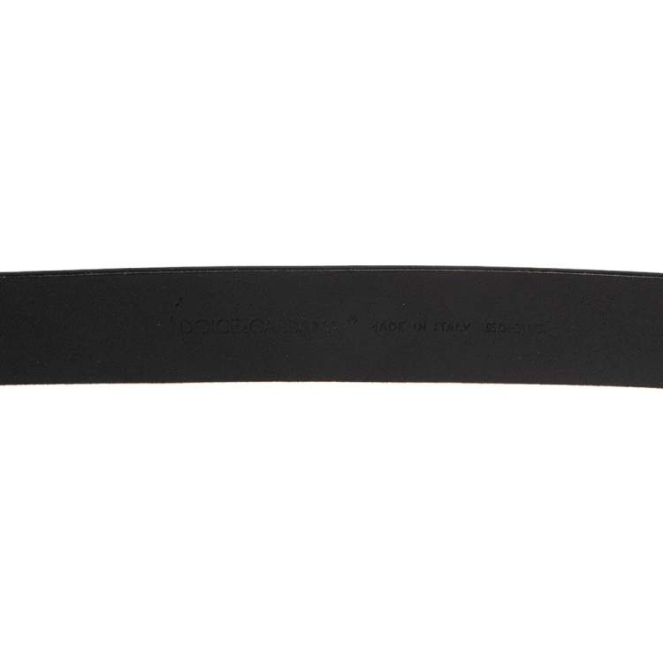 Pre Owned Dolce & Gabbana Black Leather Oval Buckle Belt 95 CM