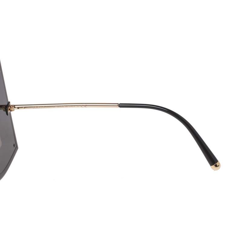 Pre Owned Dolce & Gabbana Gold/Brown DG6121B Mirrored Round Sunglasses