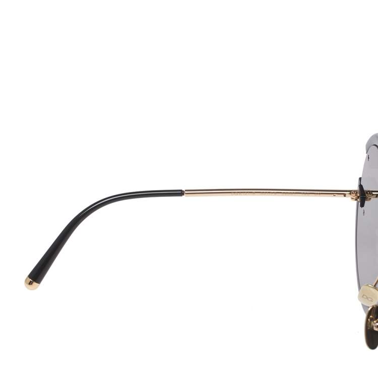 Pre Owned Dolce & Gabbana Gold/Brown DG6121B Mirrored Round Sunglasses