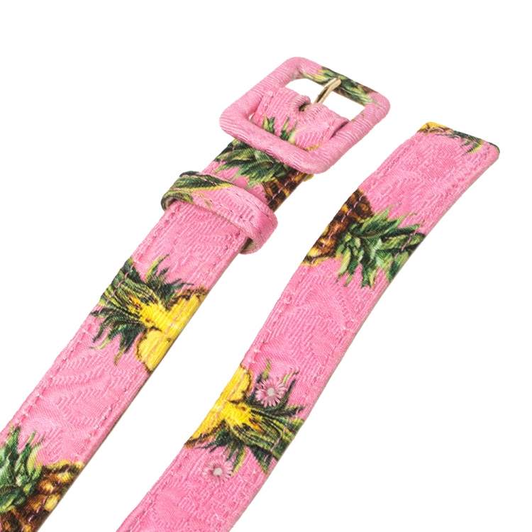 Pre Owned Dolce & Gabbana Pink Pineapple Print Fabric Buckle Belt 75CM