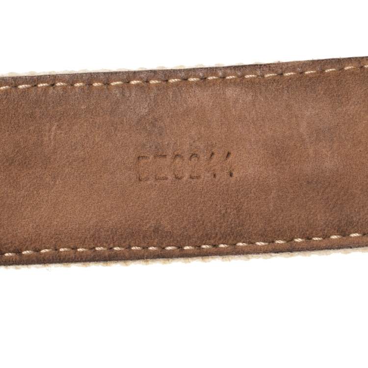 Pre Owned Dolce & Gabbana Woven Canvas Logo Plaque Buckle Belt