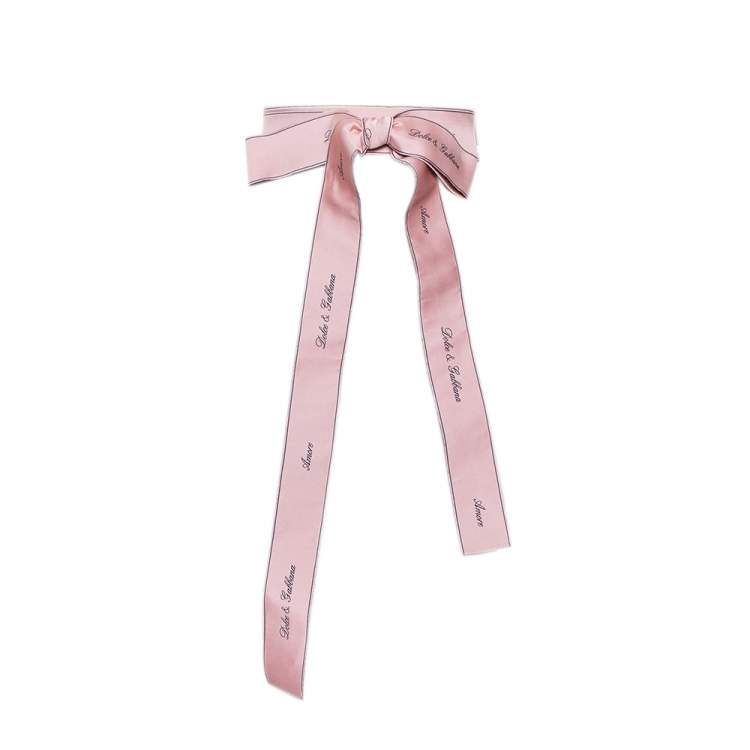 Pre Owned Dolce & Gabbana Pink Satin Amore Bow Belt S