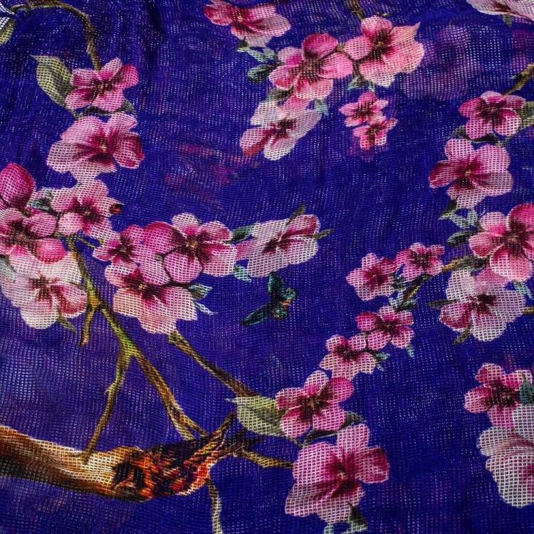 Pre Owned Dolce & Gabbana Purple Enchanted Forest Printed Silk Scarf