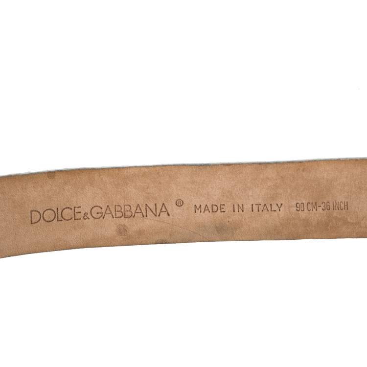 مملوكة مسبقًا Dolce & Gabbana Metallic Silver Python Oval Buckle Belt 90CM