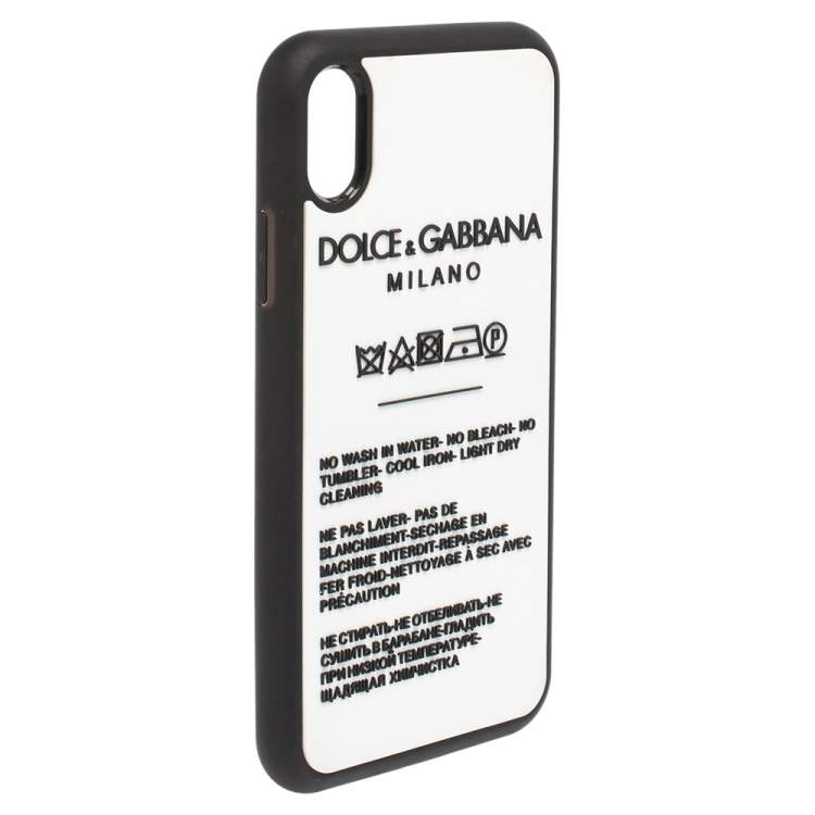 Pre Owned Dolce & Gabbana White Rubber Care Label Detail iPhone XS Case