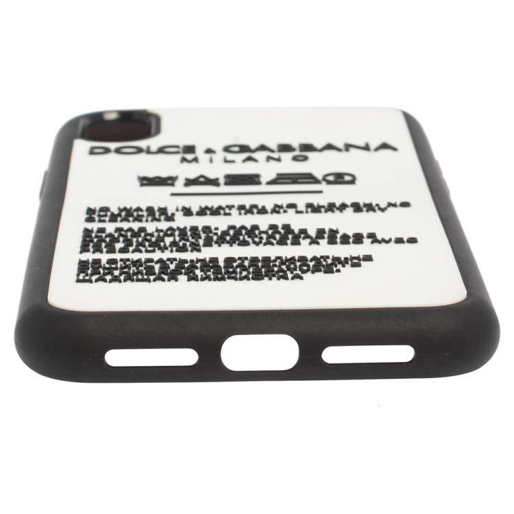 Pre Owned Dolce & Gabbana White Rubber Care Label Detail iPhone XS Case