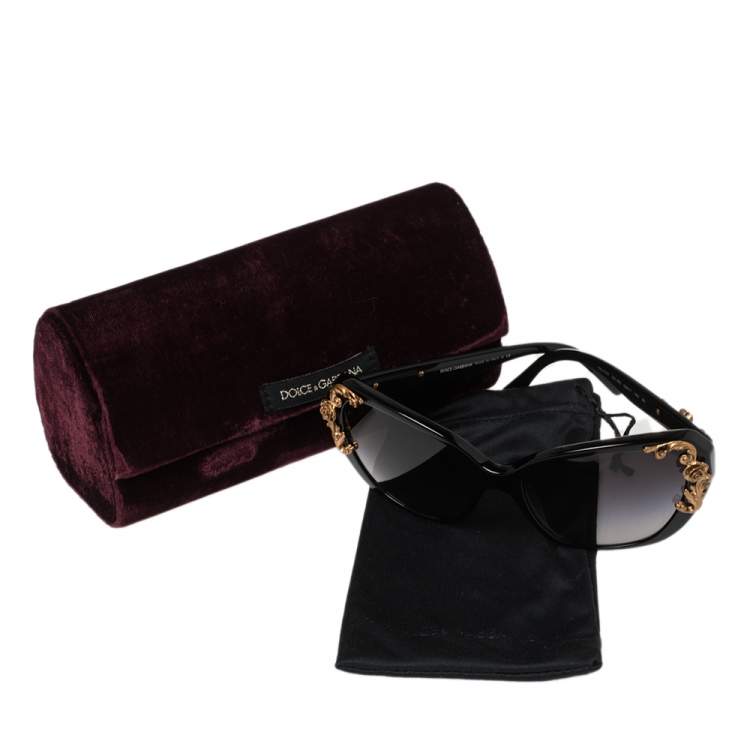 Pre Owned Dolce & Gabbana Black Acetate DG4167 Sicilian Baroque Gradient Sunglasses