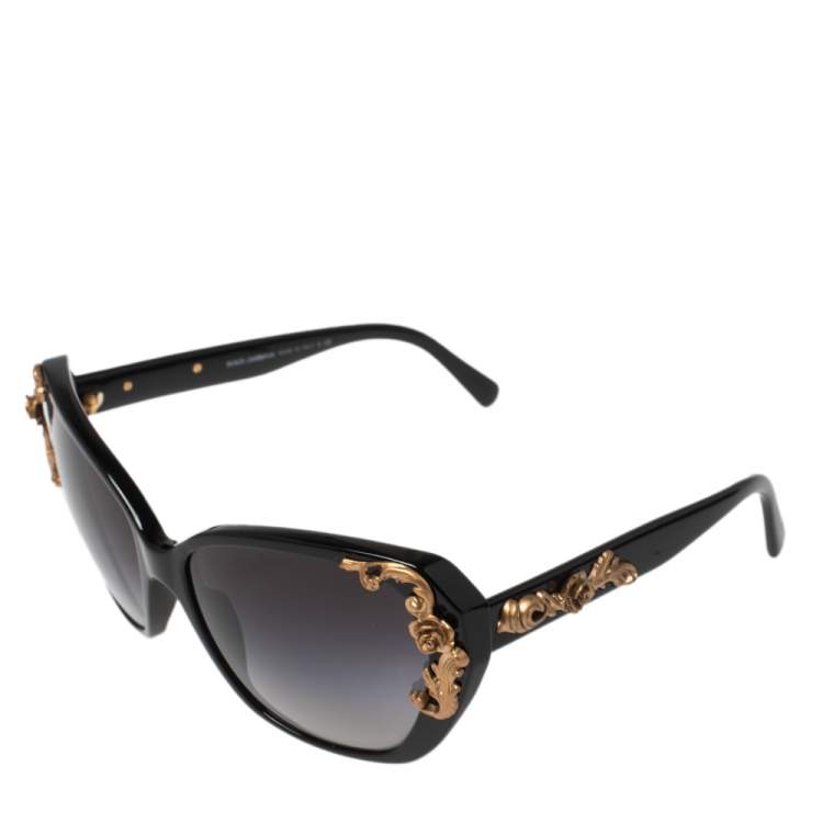 Pre Owned Dolce & Gabbana Black Acetate DG4167 Sicilian Baroque Gradient Sunglasses