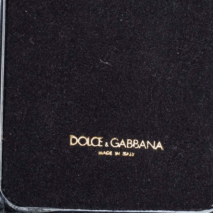 Pre Owned Dolce & Gabbana Blue Leather Crystal Embellished iPhone 6 Case