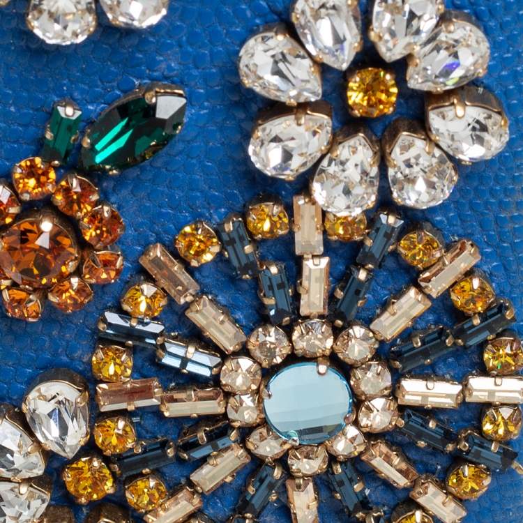 Pre Owned Dolce & Gabbana Blue Leather Crystal Embellished iPhone 6 Case