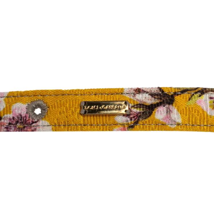 مملوكة مسبقًا Dolce & Gabbana Yellow Floral Print Fabric Slim Belt 85 CM