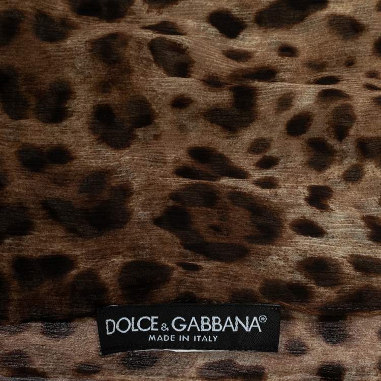 مملوكة مسبقًا Dolce & Gabbana Brown Animal Printed Silk Scarf