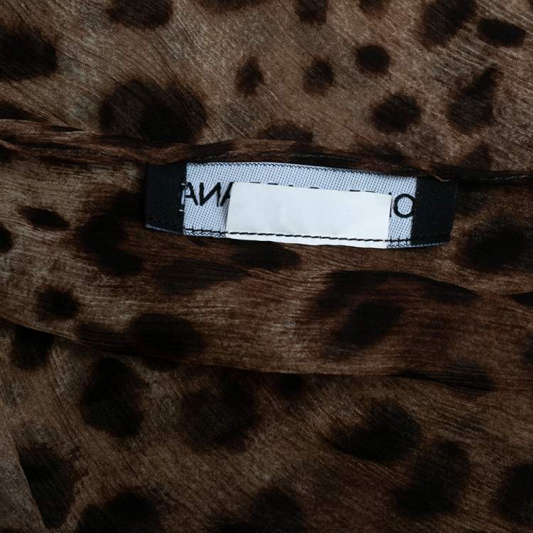 مملوكة مسبقًا Dolce & Gabbana Brown Animal Printed Silk Scarf
