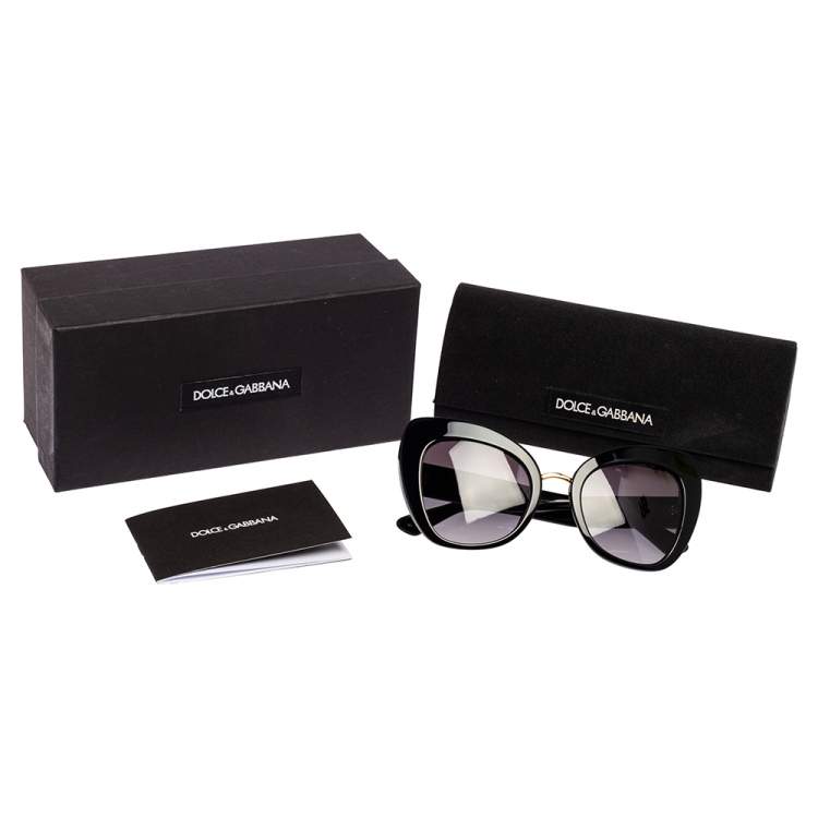 Pre Owned Dolce & Gabbana Black Acetate DG4319 Gradient Cat Eye Sunglasses