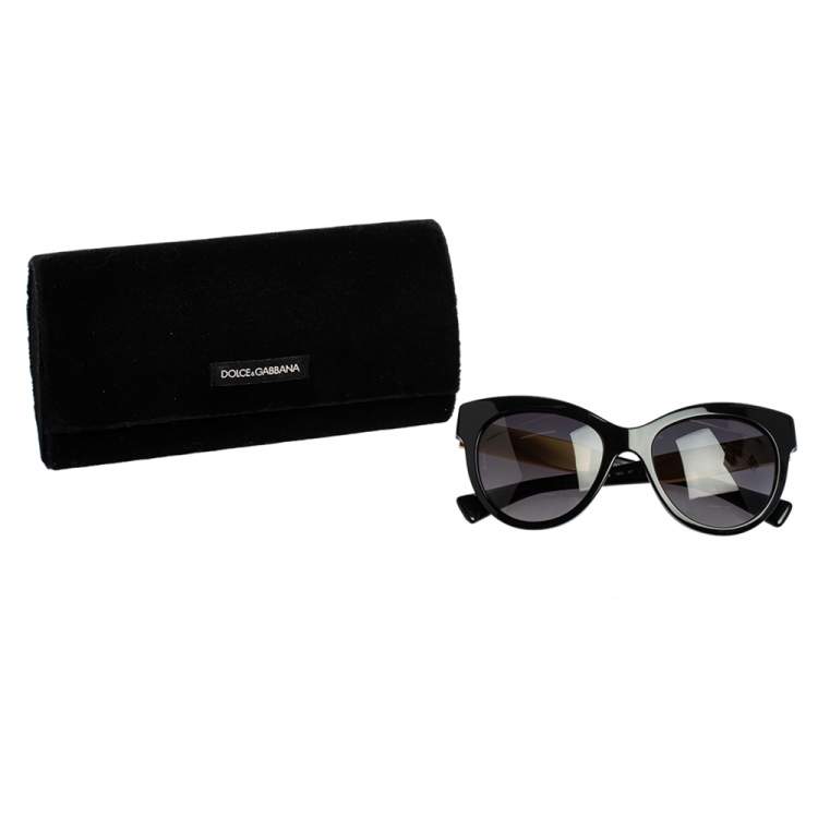 Pre Owned Dolce & Gabbana Black Acetate DG 4215 Polarized Cat Eye Sunglasses