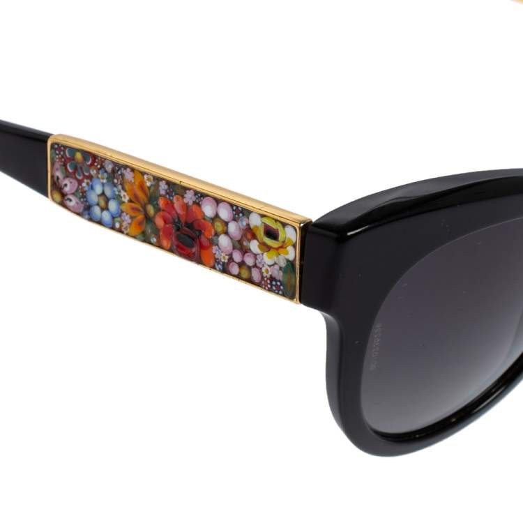 Pre Owned Dolce & Gabbana Black Acetate DG 4215 Polarized Cat Eye Sunglasses