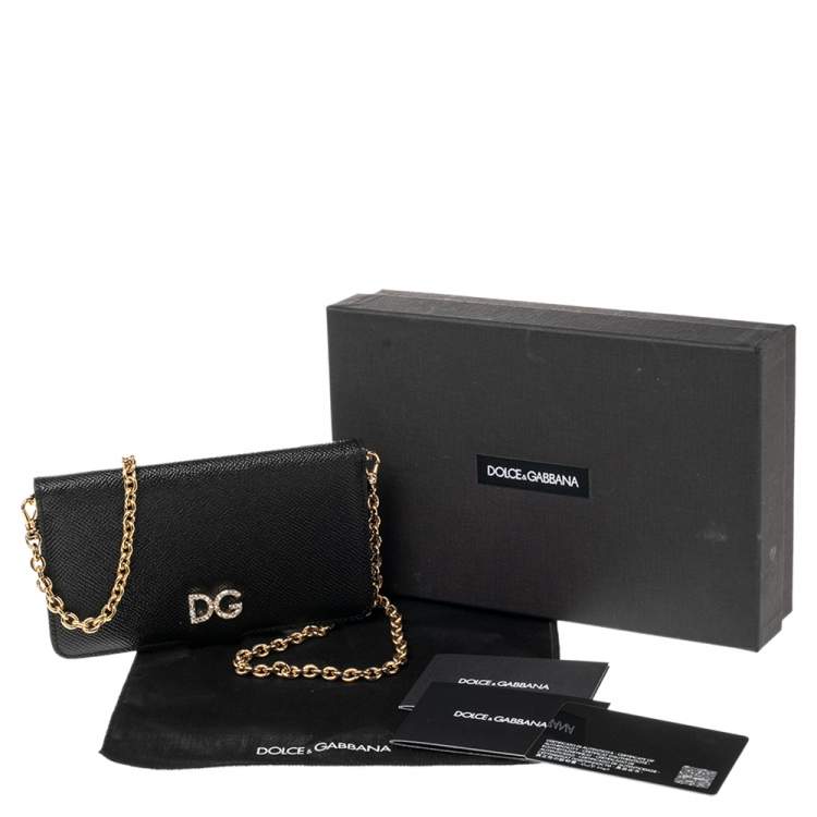 Pre Owned Dolce & Gabbana Black Leather iPhone X Chain Case 