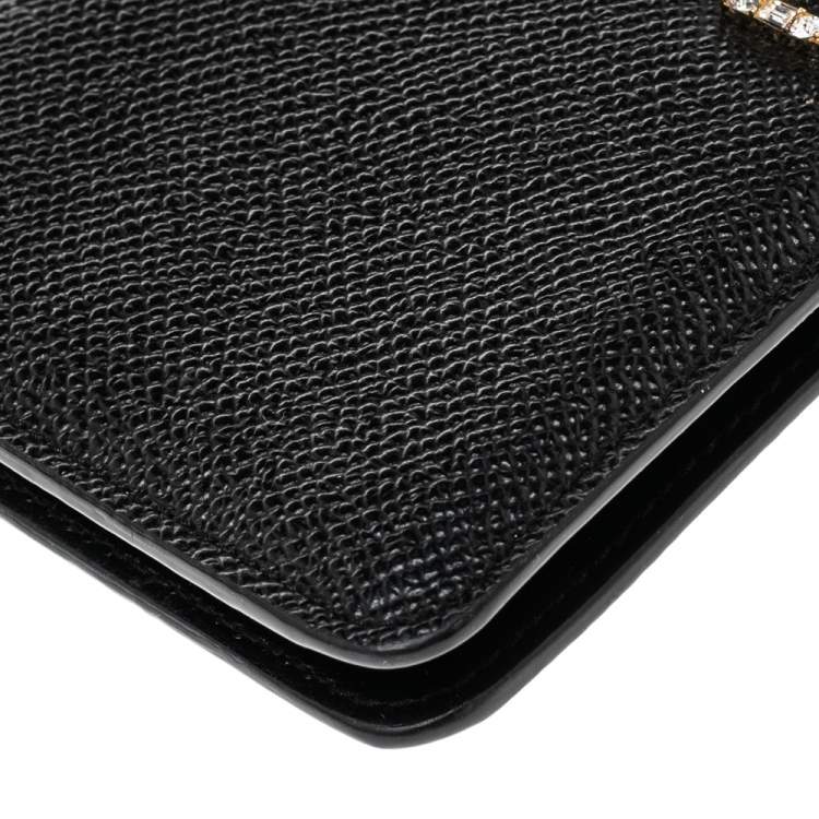 Pre Owned Dolce & Gabbana Black Leather iPhone X Chain Case 