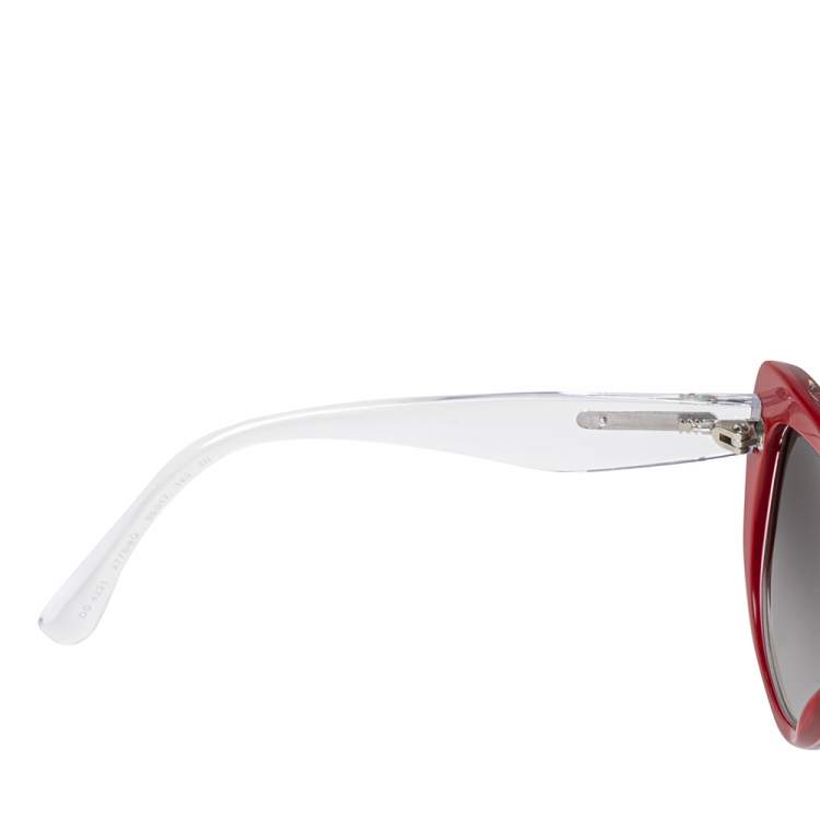 Pre Owned Dolce & Gabbana Red/Transparent Acetate DG 4221 Gradient Cat Eye Sunglasses