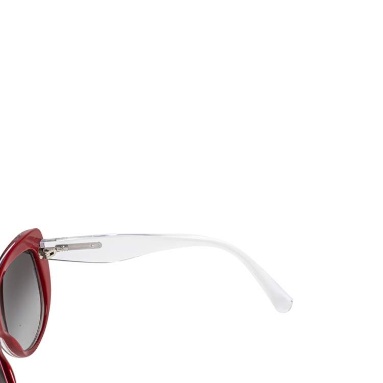 Pre Owned Dolce & Gabbana Red/Transparent Acetate DG 4221 Gradient Cat Eye Sunglasses