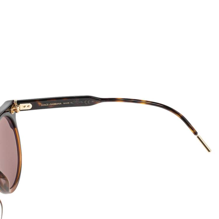 Pre Owned Dolce & Gabbana Brown Havana/Brown DG 4329-F Panthos Round Sunglasses