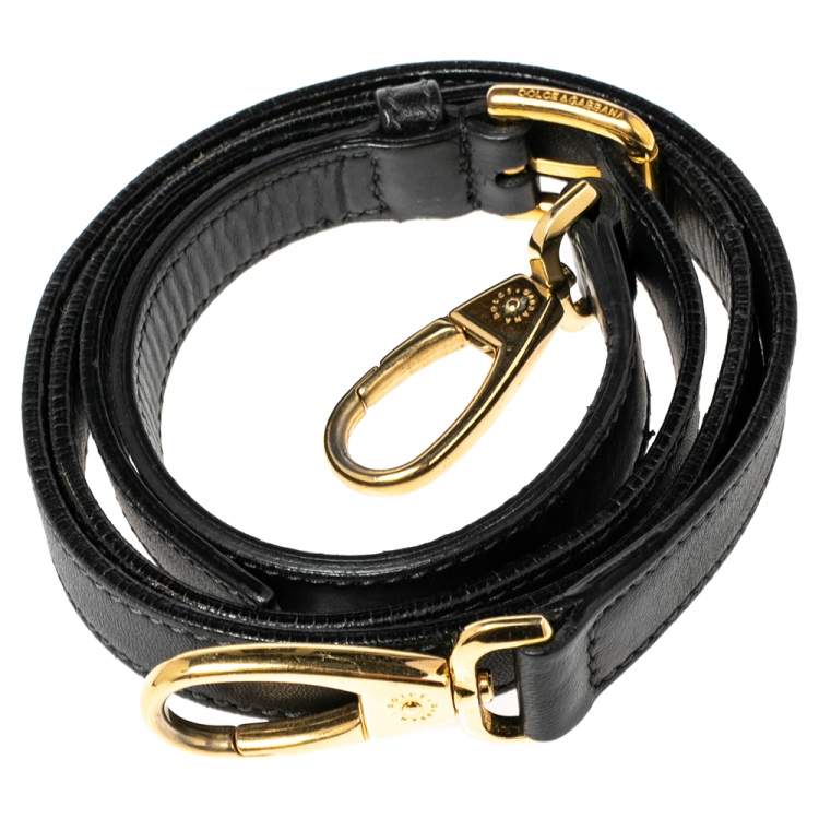 Pre Owned Dolce & Gabbana Black Leather Shoulder Bag Strap