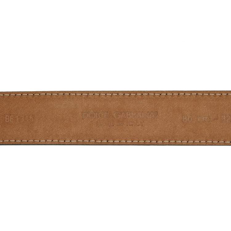 مملوكة مسبقًا Dolce&Gabbana Black Leather Devotion Belt 80 CM