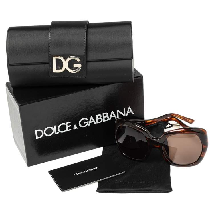 Pre Owned Dolce & Gabbana Brown Tortoise DG4054 Oversized Sunglasses