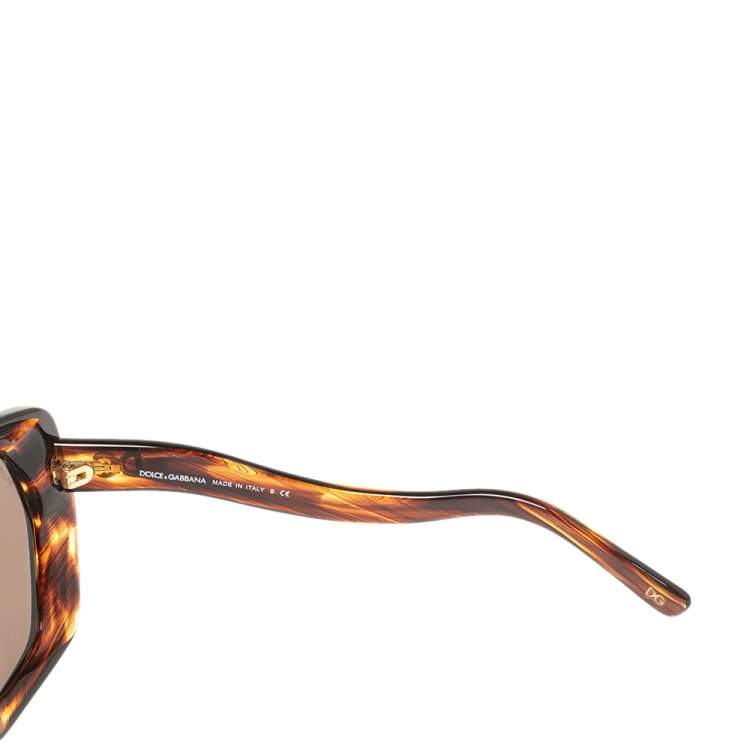 Pre Owned Dolce & Gabbana Brown Tortoise DG4054 Oversized Sunglasses