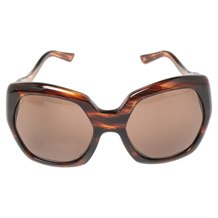 Pre Owned Dolce & Gabbana Brown Tortoise DG4054 Oversized Sunglasses