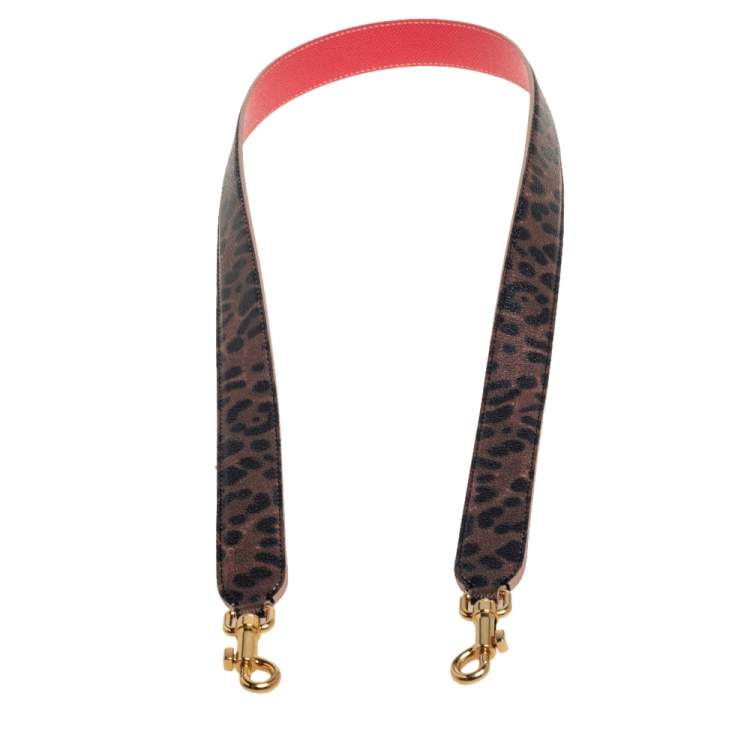 Pre Owned Dolce & Gabbana Brown/Black Animal Print Coated Canvas Shoulder Bag Strap