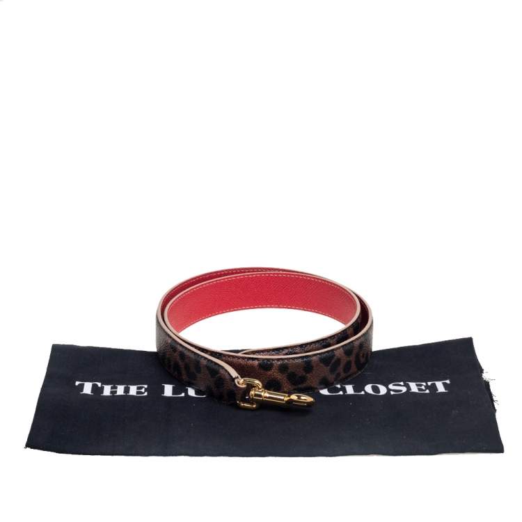 Pre Owned Dolce & Gabbana Brown/Black Animal Print Coated Canvas Shoulder Bag Strap