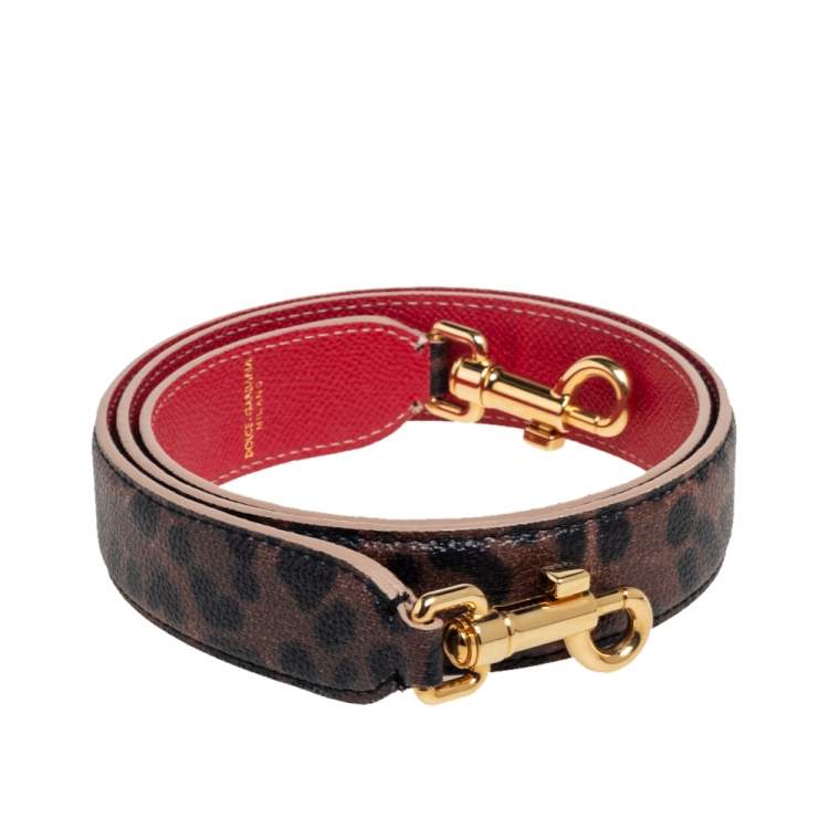 Pre Owned Dolce & Gabbana Brown/Black Animal Print Coated Canvas Shoulder Bag Strap