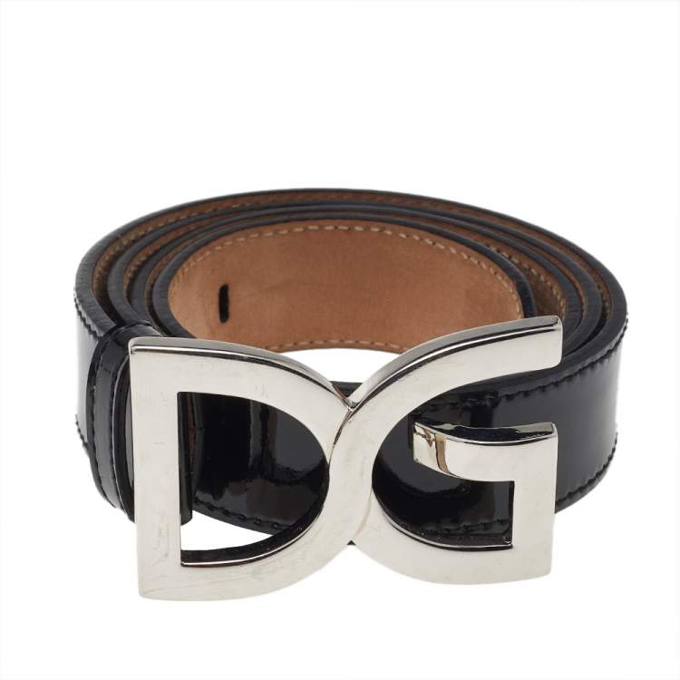 Dolce & Gabbana Patent Leather Belt Black