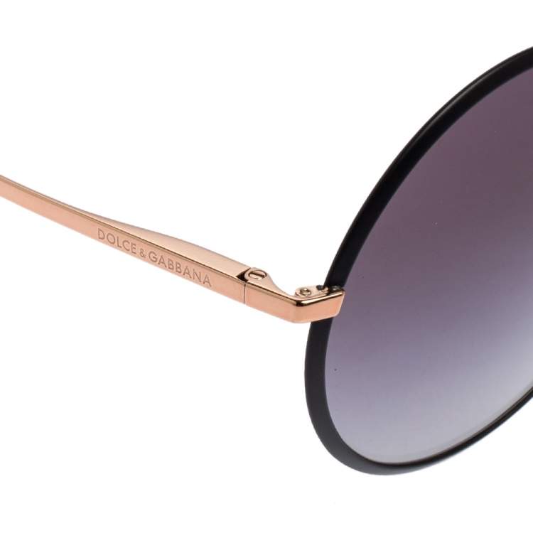 Pre Owned Dolce&Gabbana Black Acetate DG2155 Gradient Round Sunglasses