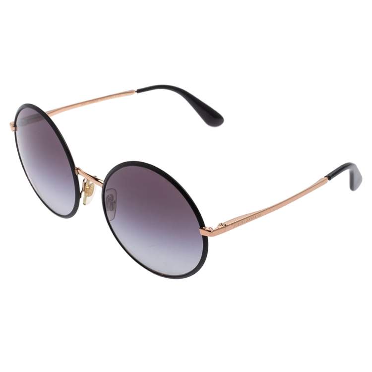 Pre Owned Dolce&Gabbana Black Acetate DG2155 Gradient Round Sunglasses