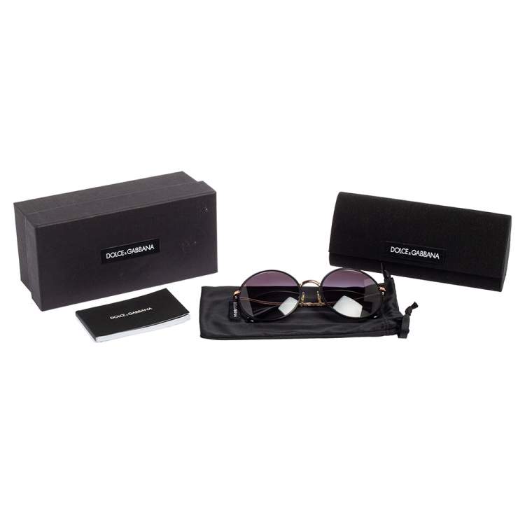 Pre Owned Dolce&Gabbana Black Acetate DG2155 Gradient Round Sunglasses