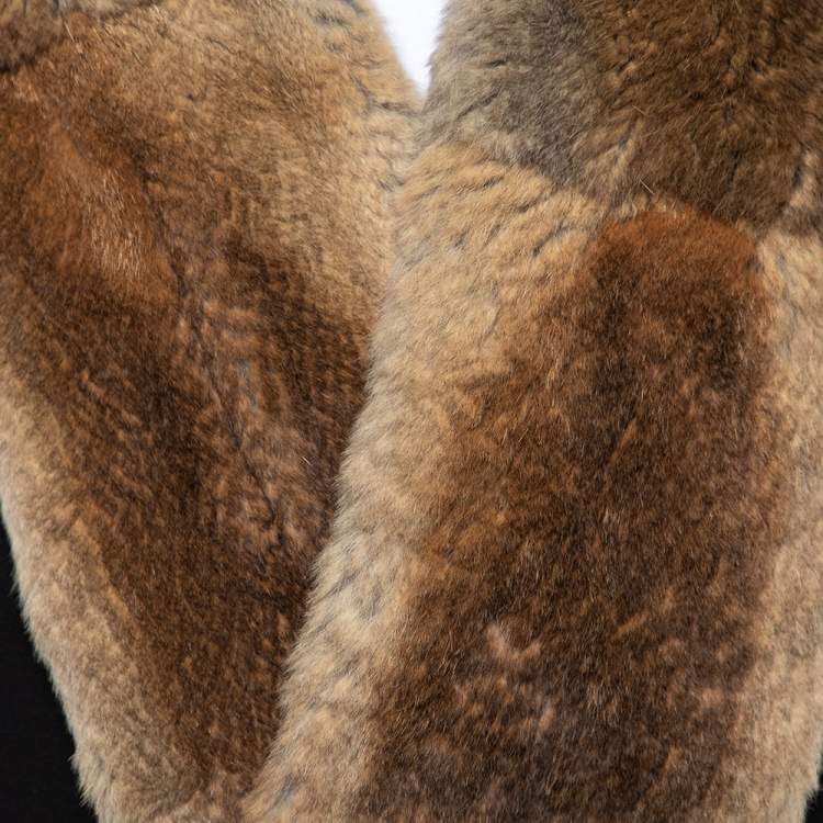 Pre Owned D&G Brown Rabbit Fur & Cashmere Wrap Scarf