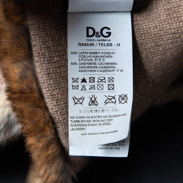 Pre Owned D&G Brown Rabbit Fur & Cashmere Wrap Scarf