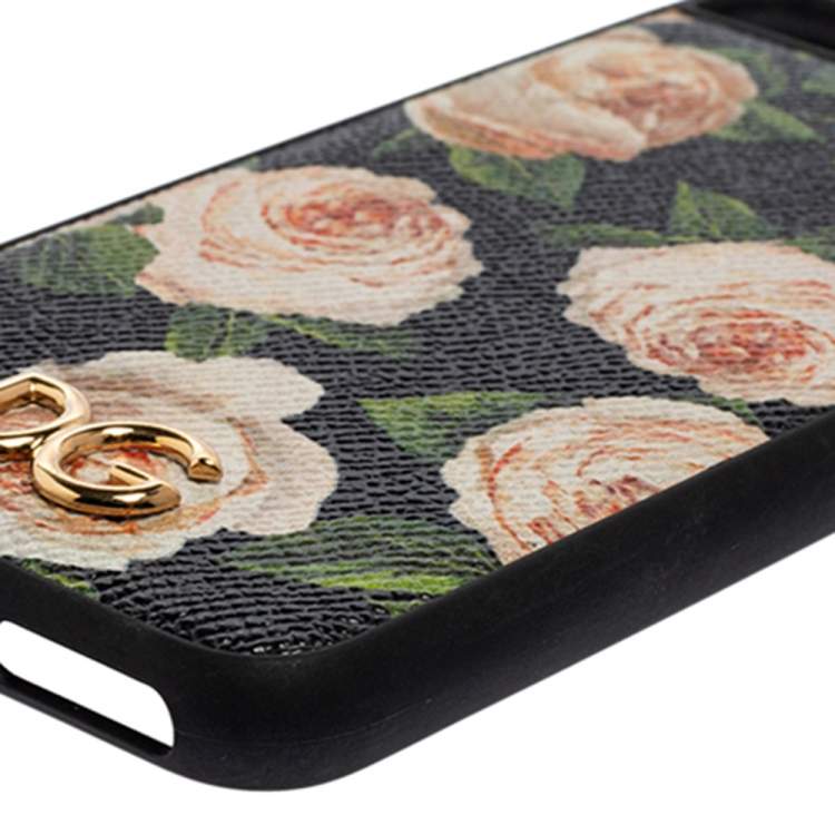 Pre Owned Dolce & Gabbana Multicolor Rose Print Leather iPhone 7/8 Plus Case