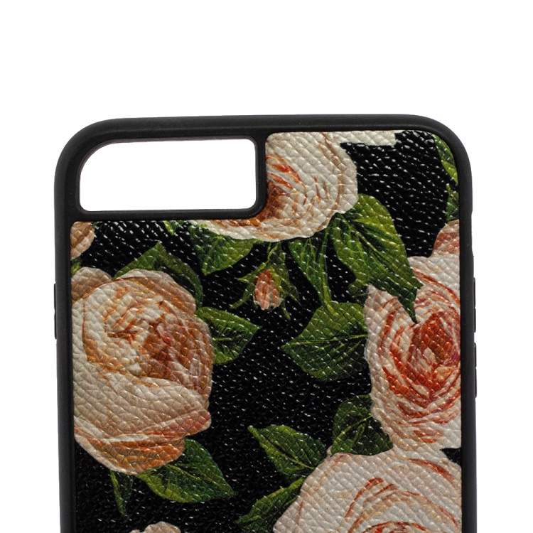 Pre Owned Dolce & Gabbana Multicolor Rose Print Leather iPhone 7/8 Plus Case