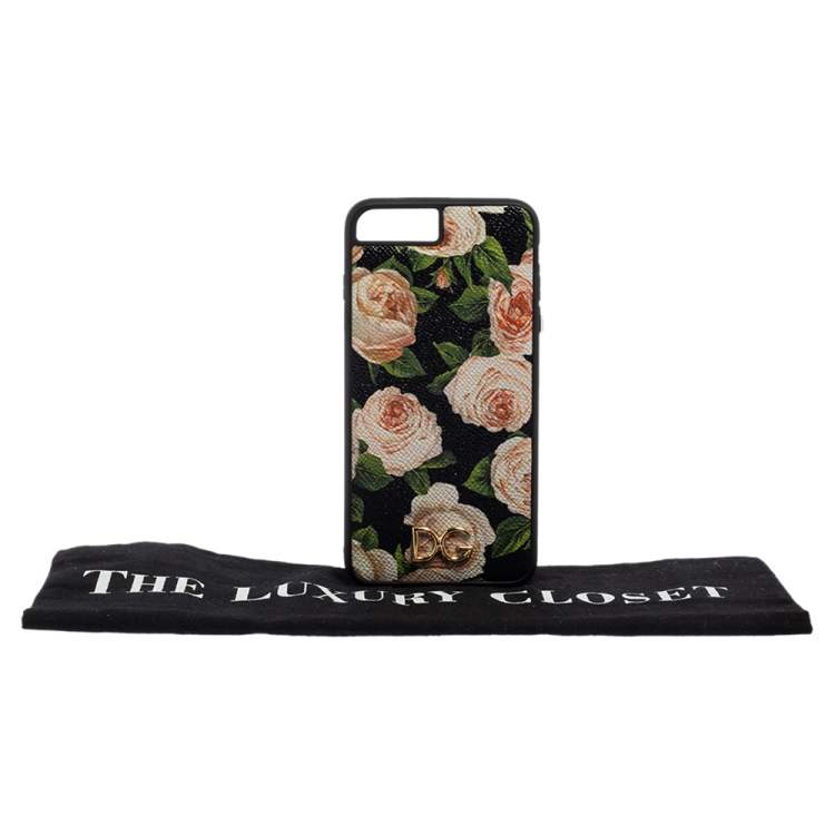 Pre Owned Dolce & Gabbana Multicolor Rose Print Leather iPhone 7/8 Plus Case