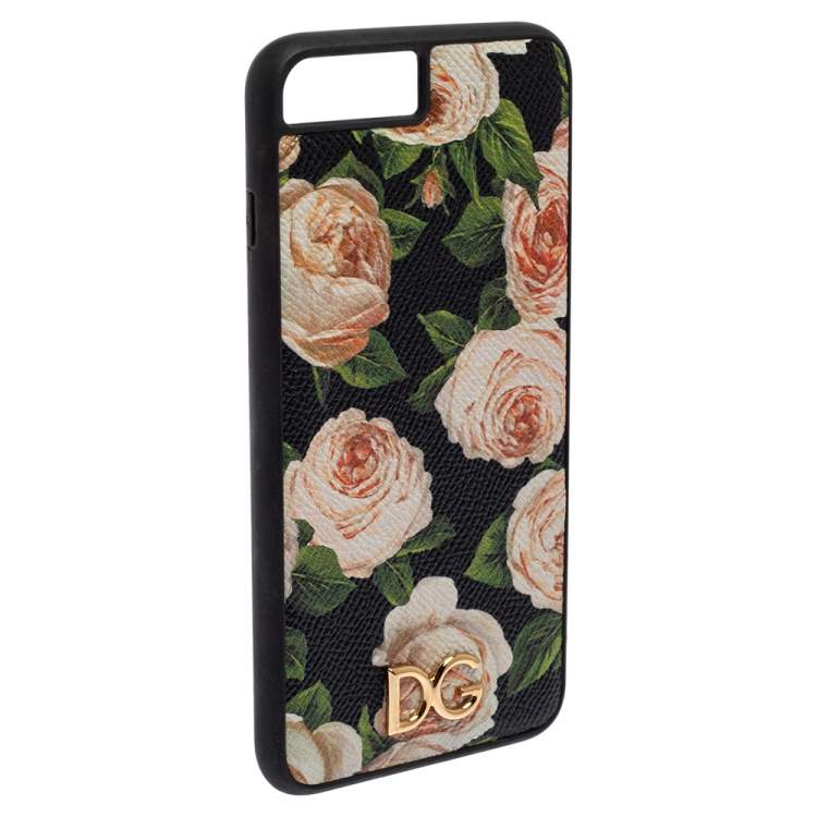 Pre Owned Dolce & Gabbana Multicolor Rose Print Leather iPhone 7/8 Plus Case