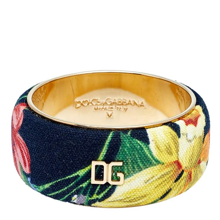 Dolce & Gabbana Multicolor Floral Print Canvas Wide Bangle M Dolce & Gabbana  | TLC